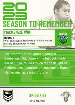 2024 NRL Traders Titanium - 2023 Season To Remember #SR06 Mackenzie Wiki Back